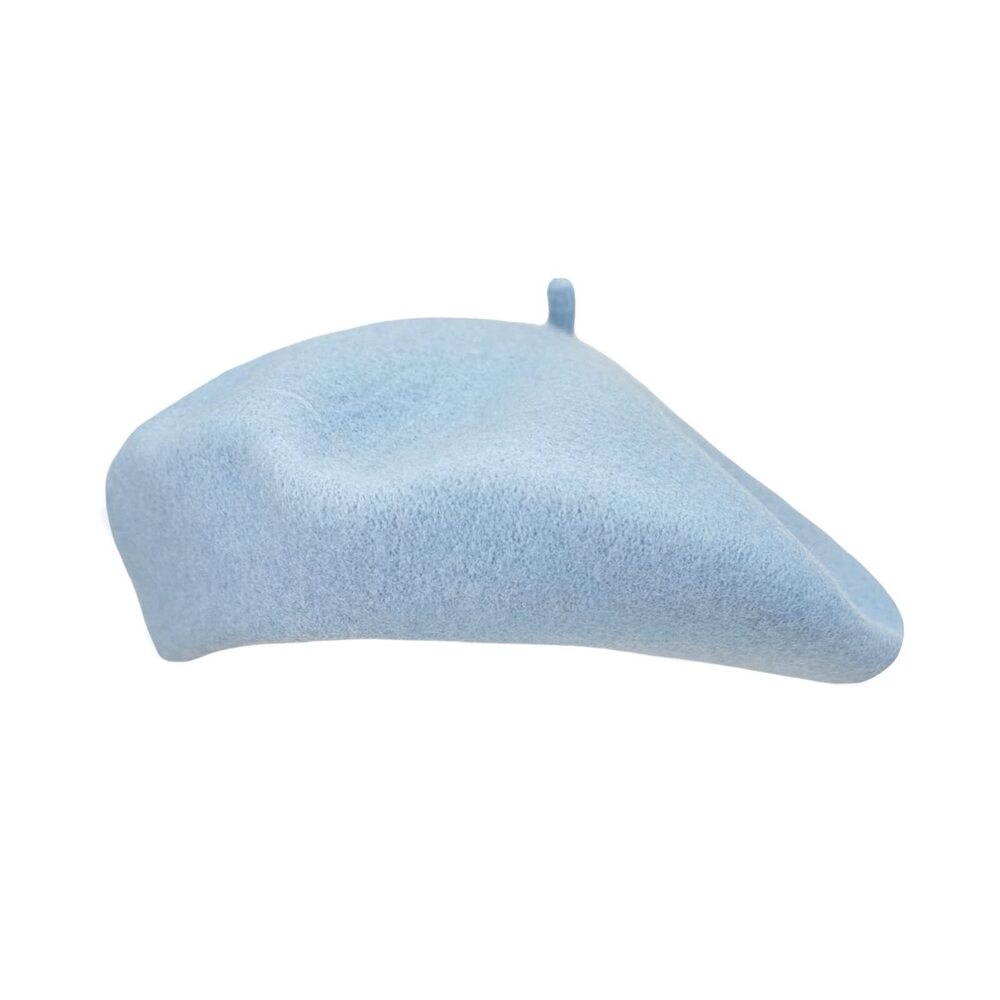 7919 Women Wool Beret Hat French Style Solid Color (sky Blue)